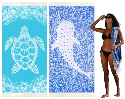 Widdonen Thin Turkish Beach Towel Quick Dry Absorbent Cotton Lightweight Bath Pool Towels Extra Large Oversized Sand Free Beach Stuff Cloud Adults Gift