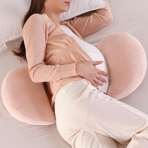WQU Schwangerschaftskissen zum Schlafen, Mutterschaftskissen, Unterstützung für Seitenschläfer, Unterstützung für Rücken, Bauch, Hüften schwangerer Frauen, abnehmbares und verstellbares doppelseitiges