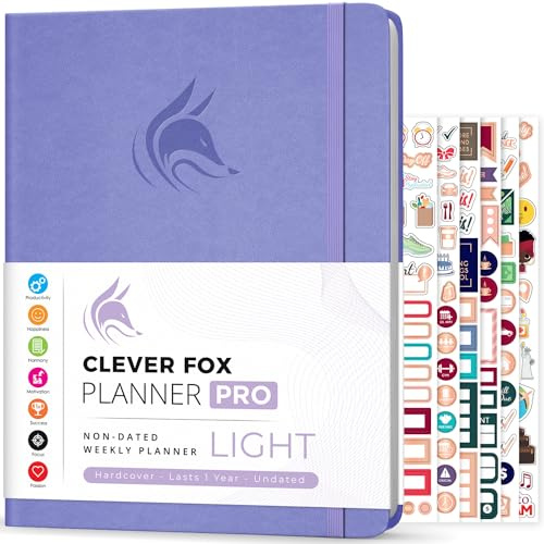 Clever Fox Planner PRO Light – Weekly & Monthly Life Planner to Increase Productivity, Time Management and Hit Your Goals, 8.5x11″ (Lavender)