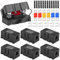 SPORWAY 6Pcs Portafusibili 12V ANS: portafusibili per auto e 6 Mega Fusibile (2 * 40A, 2 * 50A, 2 * 60A), con 12 Terminal, Portafusibili e Fusibili per Auto, Barca, SUV, Camion