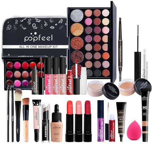 AMZTEMU All In One Makeup Kit, Make up set für frauen, Schminkkoffer mädchen, Kosmetikkoffer zum Reisen und Verschenken(27 PCS)