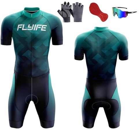 Triathlon Tri Costume, Cyclisme for Hommes Skinsuit Triathlon Speedsuit Cuissard–Trisuit léger Courtes Manches pour Duathlon,Natation,Cyclisme,Course de vélo,vêtements de Cycliste
