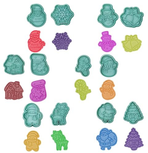 12 Stück 3D Keksausstecher Weihnachten, Weihnachtsausstecher, Stempel Weihnachten, Plätzchen Ausstecher Weihnachten, Keksausstecher für Tortendeko Kekse Backen Küche Zubehör Motivtorten Tortendeko