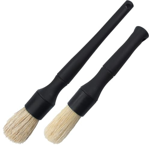 2 pcs Cepillos Limpieza para Coche Pinceles,Juego de cepillos para Detalles de automóviles,Cepillos Detailing Coche Cerdas Suaves Cepillo Eliminación Polvo para Coche Salida Air, Salpicadero,llantas