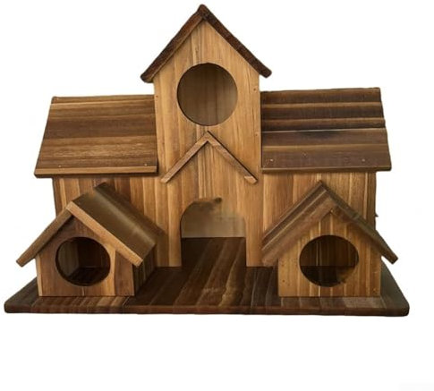 HpLive Nid d'oiseau en bois, nichoirs d'extérieur, style villa rurale, mangeoire pour perroquet et autres oiseaux