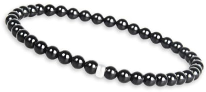 GD GOOD.designs Pulsera de turmalina para mujer con piedras naturales auténticas y perla de plata 925 - brazalete de piedras preciosas I Pulsera de cuentas con perlas de piedra natural de 4 mm