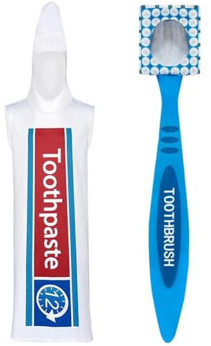 Vobumix Costumes De Cosplay De Dentifrice Brosse À Dents pour Adultes, Tenue De Cosplay De Couple d'halloween, Combinaison De Fête pour Couple, Accessoires De Comédie Hilarante