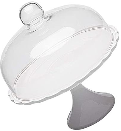 ZHZXBDGQ Cake Stand with Dome Ceramic Feet Cake Plate Server with Glass Bell Cake Showcase Centerpiece for Dessert Cheese Pastries-25.5X20.5X20.5CM