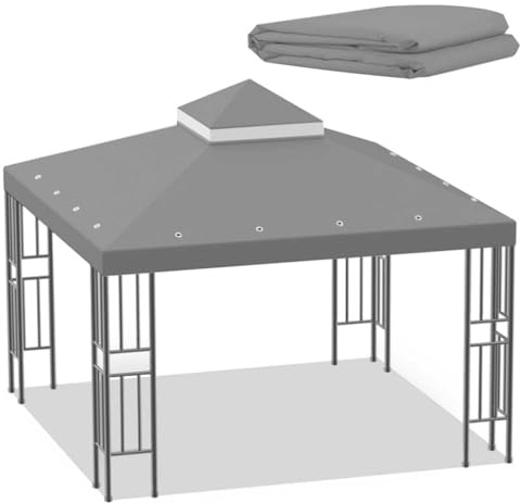10x10 Ft Replacement Canopy Top Cover 2 Tiered Gazebo Roof with Air Vents & Drainage Holes for Outdoor Patio Garden Yard & Grill Pavilion Sunshade