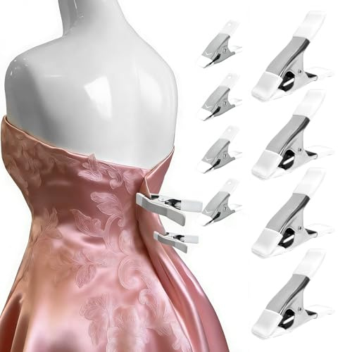 8 Pcs Dress Clips Used for Adjusting The Size of Wedding Dresses, 4 Pcs 4.17 Inch and 4 Pcs 2 Inch Clothing Clips.