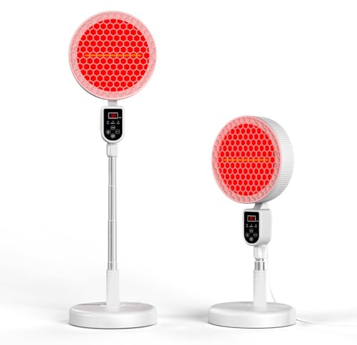 Relhafethy Infrared Heat Lamp Floor Standing, Adjustable Height Red Light Lamp with Flexible Gooseneck, 3 Heat Settings, Timer & Tip-Over Protection, Fast Warmth for Home