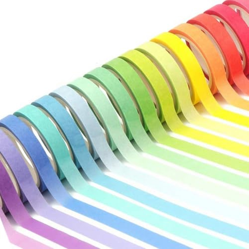 20 rollos washi tapes, cinta adhesiva decorativa, cinta adhesiva de colores, cinta de enmascarar, para arte, diarios y manualidades (5 m x 7,5 mm/rollo)