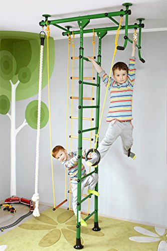NiroSport espaldera gimnasio M1,Verde Barras de Pared Espaldera de Fitness Barras Espaldera desde el fabricante.Original Alemania, 6 colores, 3 años höhentüv, Max. Soporta 130 kg verde Talla:240 - 290 cm