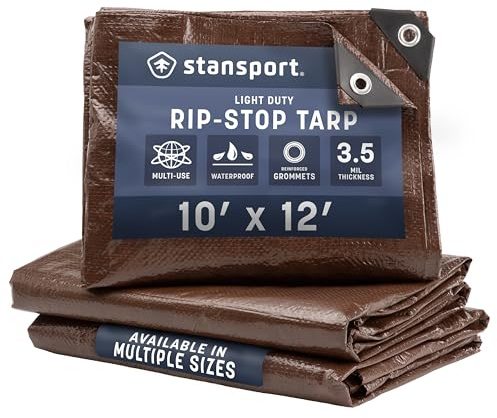 Stansport Light-Duty Rip-Stop Tarp 10' x 12' - Brown (U-1012)
