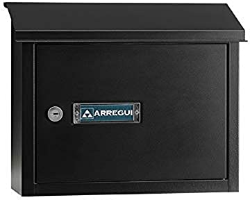 ARREGUI V4064 Buzón Recogecartas Maxi de Aluminio Para Puertas o Verjas en el Interior, Boca Recogecartas de 33x4 cm, Tamaño M (Correo DIN A4 y Revista), Anticorrosivo, Negro Texturado