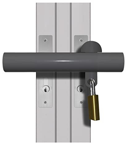 Patio French Door Lock 'Cur Section' High Security Deadlock Sliding Fix Bar Seen from Outside Charcoal Grey Colour Tough
