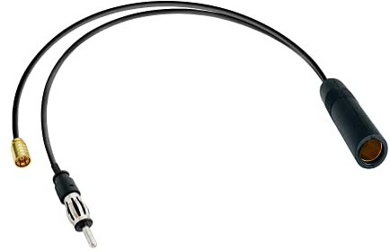 Vecys Adaptador Divisor Dab Cable Divisor de Antena de Radio de Automóvil Conector SMB DIN a Cable de Toma ISO RG174 15,75 Pulgadas 40 cm para Antena de Radio de Automóvil Am/FM Dab