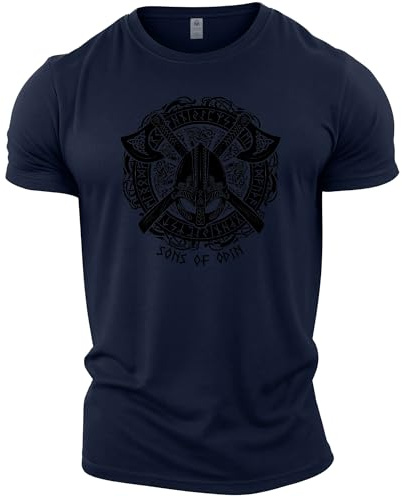 GYMTIER Sons of Odin T-shirt de sport pour homme avec casque de viking pour musculation, haltérophilie, entraînement