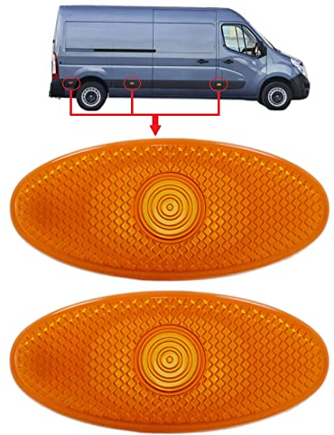 BIAREN 2x Side Marker Indicator Lamp Light Lens Amber For Renault Master Mk3 Vauxhall Movano B Mk2 Nissan NV400 261B00001R 4419475 2618000Q0A