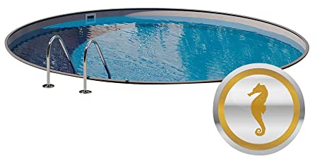Rundpool EINGELASSEN - Umfangreiches Komplettset - Hochwertiges Stahlwand Schwimmbecken in Anthrazit - Sondermodell Milano Grigio inkl. Wärmepumpe Sandfilter Leiter Vlies Skimmer (Ø 4,00 x 1,20 m)