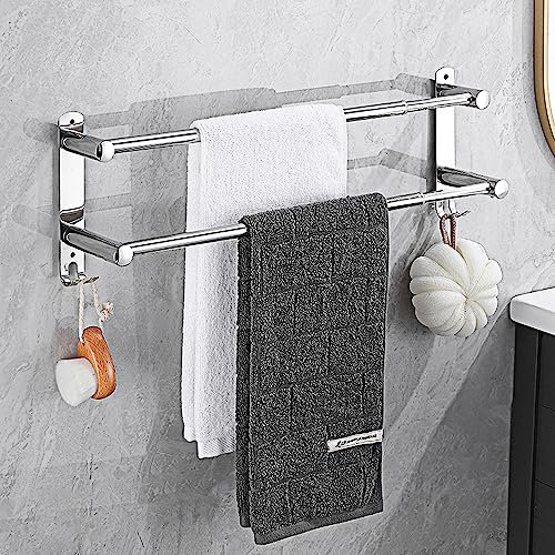 HONPHIER Toalleros Baño Inoxidable Toallero Ajustable 43-78CM Toalleros Pared Barra de Toallas para Cocina, Baño, Inodoro (2 Capas, Plata)