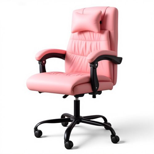 Panana Executive Office Chair, Ergonomic Conference Work Chair Padded Recline Computer PC Swivel Desk Chair with Adjustable Task Gas lift, Pu leather (Pink)