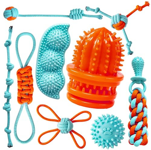 Ystars 9-teiliges Welpenspielzeug,interaktives Kauspielzeug Welpe, um Zahnen Juckreiz und Schmerzen zu lindern, Tauziehen Hundespielzeug kleine Hunde