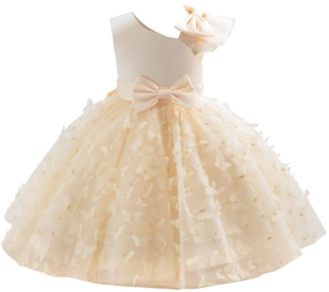 IMEKIS Vestido de bautizo sin mangas para niños, bebé, niña, cumpleaños, princesa, mariposa, volante, tutú, flor, boda, fiesta, elegante, formal, vestido de fiesta