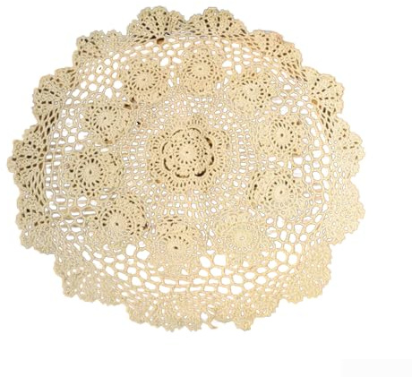 Hasaller Napperon rond en coton ajouré fait à la main vintage français de 50 cm pour décoration de magasin de thé, librairie (beige), 681XJT76CM90U74Z3048