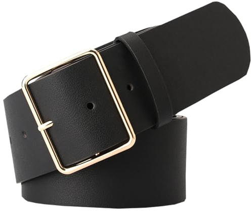 B-HOT Ceinture Large Femme Faux Cuir avec Boucle Doré Elégant Ceintures Couleur Uni pour Robe Veste Danse Anniversaire