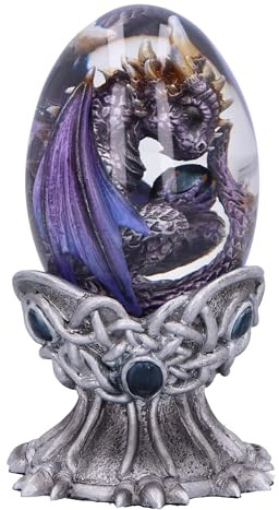 Nemesis Now Elemental Dragonlings – Boccale a forma di uovo in vetro con dragone viola aria, resina, viola, fusa nella migliore resina, sapientemente dipinto a mano