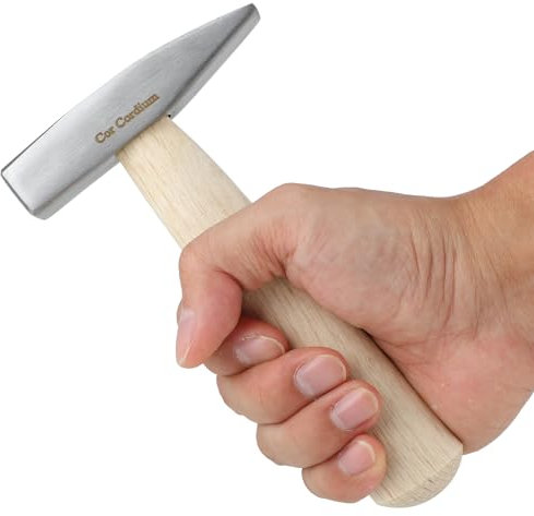 Ingenieurhammer, Stahl-Kreuz-Stielhammer mit kurzem Holzgriff, 200 g, kleiner Hammer für Schmied und Heimwerker