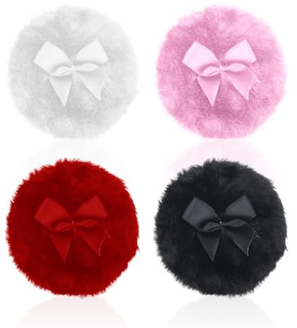 4 Stück Süße Plüsch-Puderquasten, Weiche Puderquasten, Flauschige Puderquasten, Körperquasten, Make-Up-Werkzeuge, Wiederverwendbar