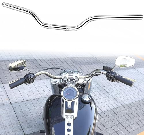 DREAMIZER Manillar de Motocicleta de 7/8 22mm Universal para Cafe Race Bobber Motocross Dirt Pit Bike ATV Ebike Mini Bike, Negro (22mm-Cromo)