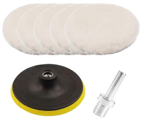 Kit 7 Pezzi di Lucidatura Auto, 75mm Tamponi per Lucidatura Auto, Tamponi Lucidatura Auto, con M10 Adattatore Trapano, per Lucidatura Auto per Pulizia e Lucidatura, Bianco