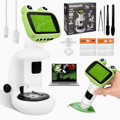Microscopio Elettronico Portatile da 2.6 con luci LED Regolabili, 2 in 1 Microscopio USB Digitale per Bambini e Adulti,1000X Tascabile Ricaricabile per Acquisizione di Foto e Video