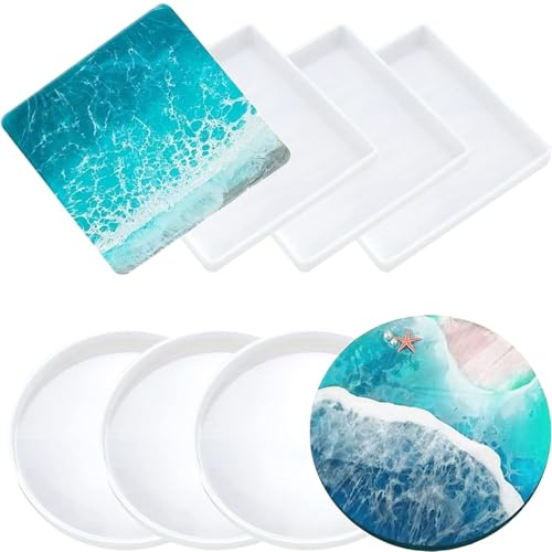 Underlägg silikonformar set, epoxihartsformar silikonform underlägg, 8 st underlägg i harts, underlägg för hartsgjutning, runda epoxihartsformer, hartsunderlägg, för