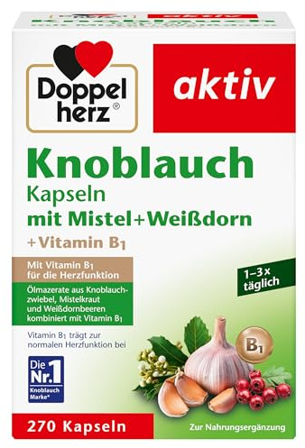 Doppelherz Knoblauch Kapseln – mit Mistel + Weißdorn + Vitamin B1 – 270 Kapseln