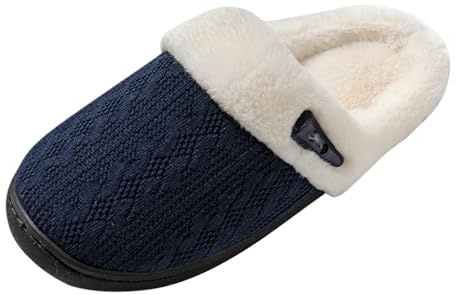 Generisch Zapatillas de estar por casa para mujer, de fieltro de piel de cordero, divertidas y mullidas, marine, 45 EU
