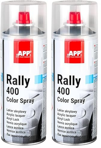 APP Rally 400 Color Spray - Barniz spray transparente brillante para coche, madera, metal | Incoloro brillante para todo tipo de superficies, alta cobertura | 400 ml (Paquete de 2)