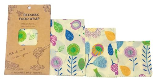 WATIIFUFU 3 Pezzi Panni Cerati in Cotone Cera d Api per Conservazione Alimenti, Protezione Formaggi e Prodotti Freschi, Design Creativo, per Casa e Caffè Colore Casuale