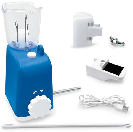 Yallmie Machine à Tricoter Électrique, Tricotin Automatique avec Accessoires, Tricotin Electrique Charge USB Machine Tricoter, Machine a Crochet Automatique pour DIY Amateurs et Débutants (Bleu)
