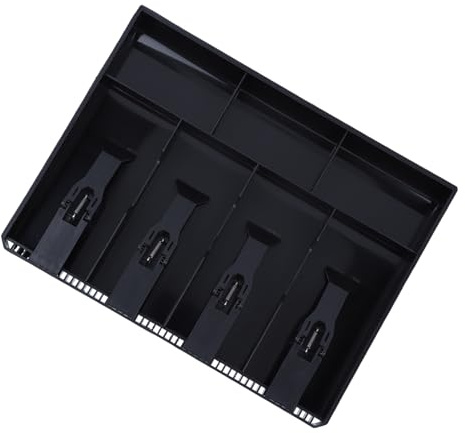 SEAFRONT Cash Drawer Insert Tray Replacement, ABS Plastic Money Storage Organizer with 4 Bill 3 Compartments for Registers, 12.6 X 9.6 X 1.4 Inch Universal Fit for Retail Restaurants (Black)