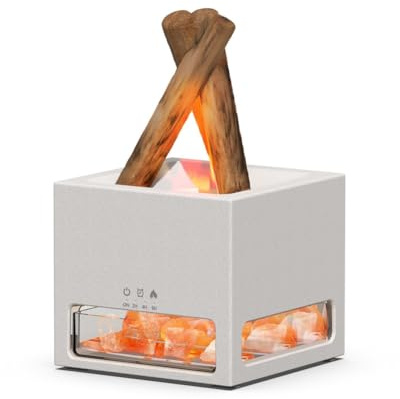 Tacdas Lampe de Sel de L'Himalaya 2 en 1 et Diffuseur D'Huiles Essentielles, Humidificateur à Brume Fraîche, Humidificateur à Flamme Parfumée Automatique A