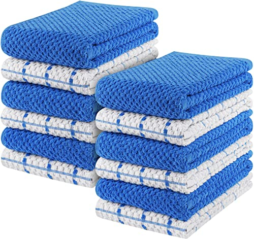 Utopia Towels -12 Kitchen Towels Set - 38 x 64 cm - 100% Ring Spun Cotton Super Soft and Absorbent Dish, Tea and Bar (Blue)