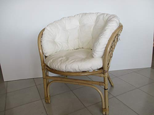 fantasie d oriente POLTRONA VIMINI RATTAN NATURALE CON CUSCINO PER GIARDINO E CASA POLTRONA VIMINI RATTAN NATURALE CON CUSCINO CM 70X68X71 H salotto