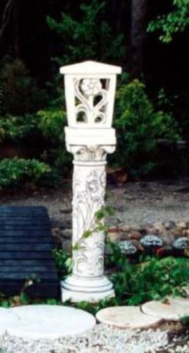 Casa Padrino Lanterna in pietra da giardino barocco con colonna bianca 34 x 34 x H 148 cm - Giardino e terrazze Lampada in pietra - Giardino e terrazze Illuminazione in stile barocco - Illuminazione