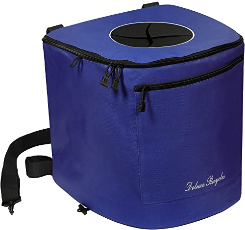 Deluxe Recycles Portable Trash Can for Boating and Camping - Durable and Collapsible with Inner Bin - Kayak, Fishing, Beach, Hiking and Camping Essentials, Boat Accessories 8 Gallon Trash Can (Blue)