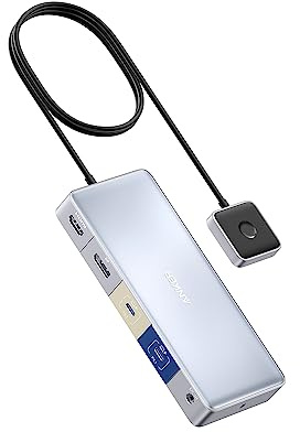 Anker Docking Station, KVM Switch for 2 Laptops, Dual 4K Monitor 554 USB C Docking Station, with HDMI and DisplayPort, Max 100W PD, USB 3.0, Audio for Lenovo Laptop, Macbook, iPad, Steam Deck and More