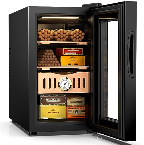 Humidor eléctrico de 26L, humidificador de cigarros electrónico de 200 unidades, gabinete humidor de Puros más fresco con control de temperatura de enfriamiento, regalo para hombres